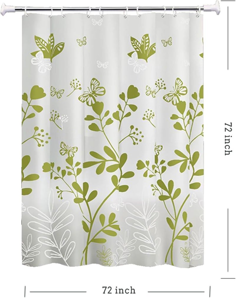 TIKABC Shower Curtain Liner, 4G PEVA Green Butterfly Shower Liner, Plastic Waterproof Shower Curtains, 72x72 inch with Grommet Holes 3 Magnetic Weights - Image 5